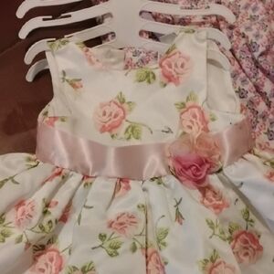 Floral Pink and White Kids Dress